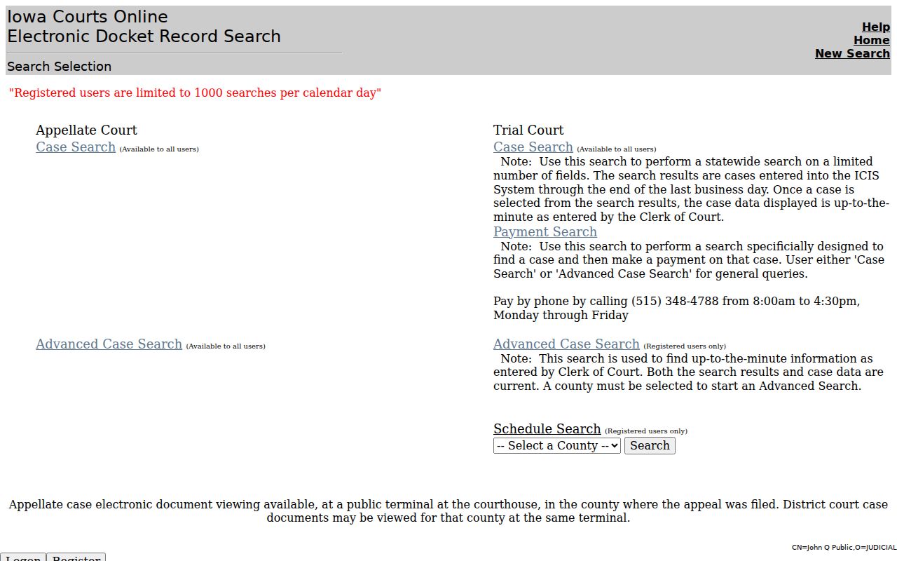Clay County outstanding warrants Iowa Courts Online search route