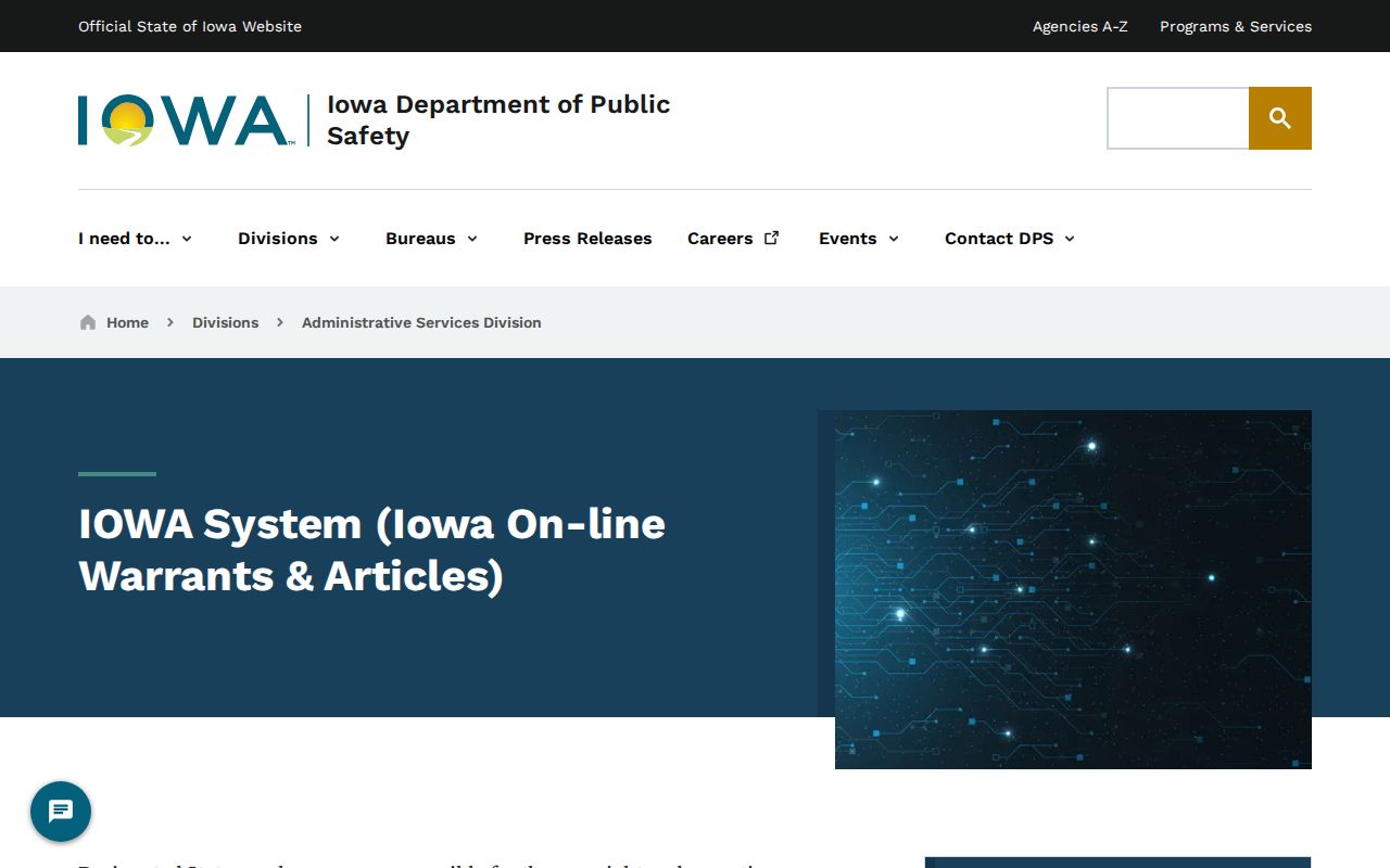 Iowa Department of Public Safety agency-only IOWA System description