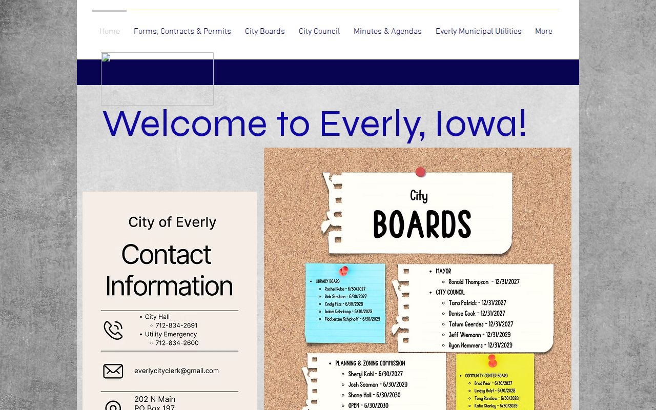 Official Everly Iowa city government website and local service navigation