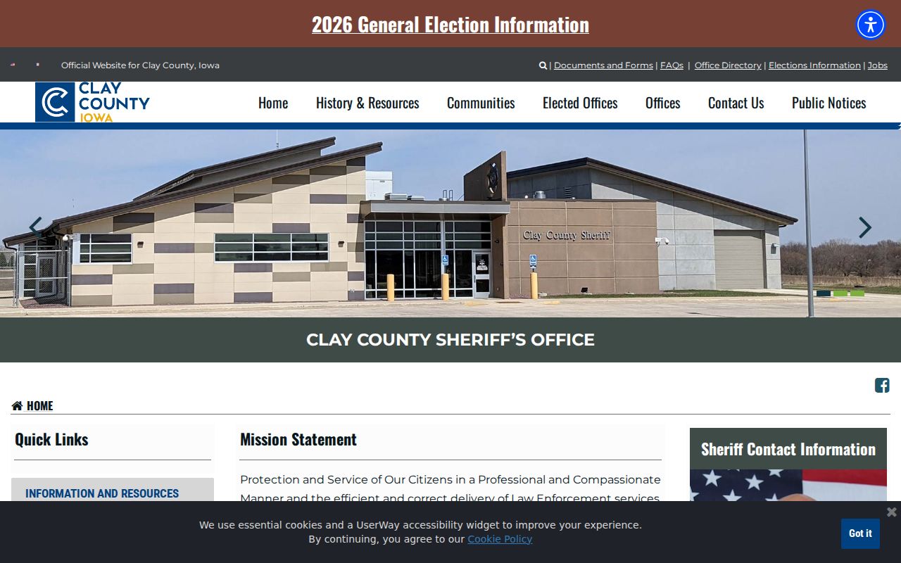 Clay County Sheriff warrant records contact and mission page